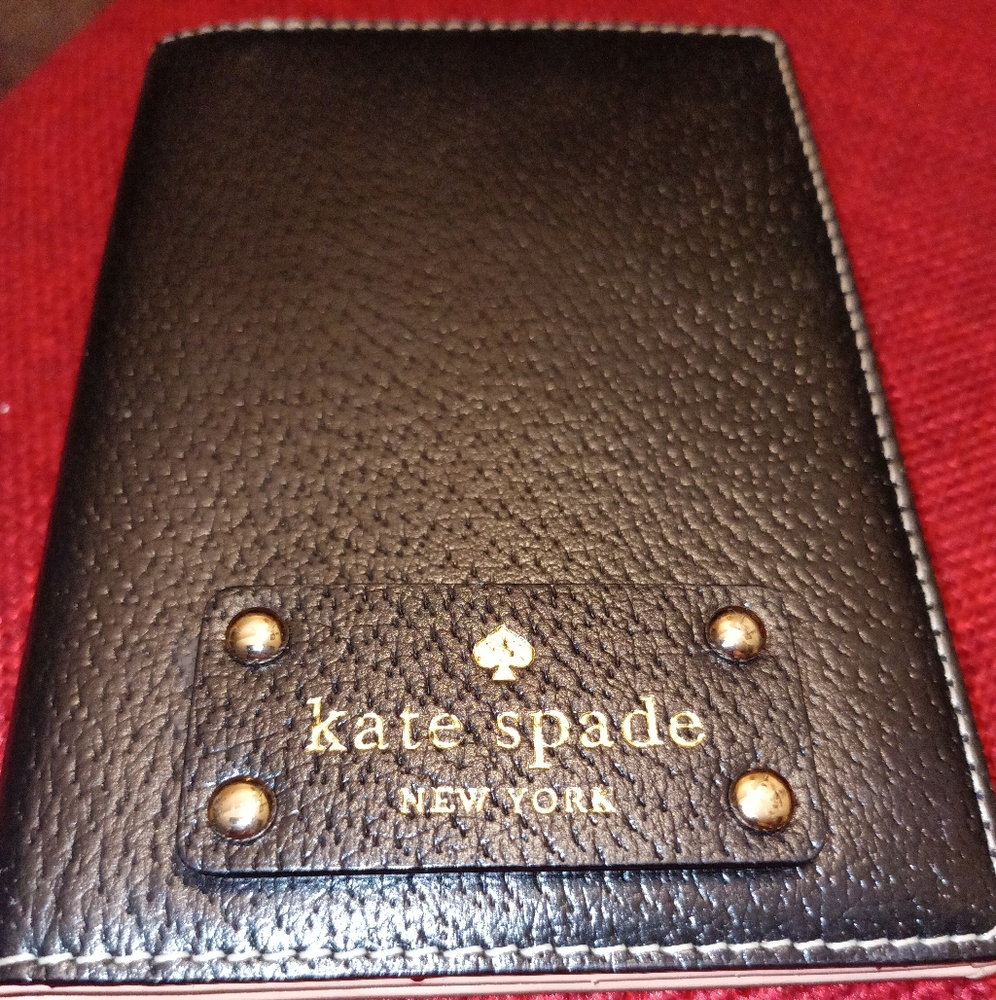 Kate Spade Black Leather Travel Passport Holder. NWOT Never Used